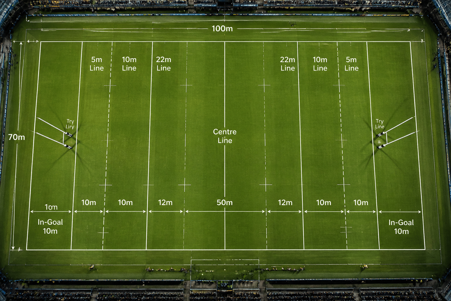 dimension terrain de rugby